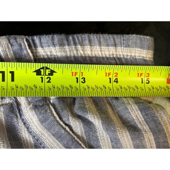 LOLT Striped Linen Blend Pants W Sz M Blue & White Straight Pull On Drawstring - Picture 6 of 8